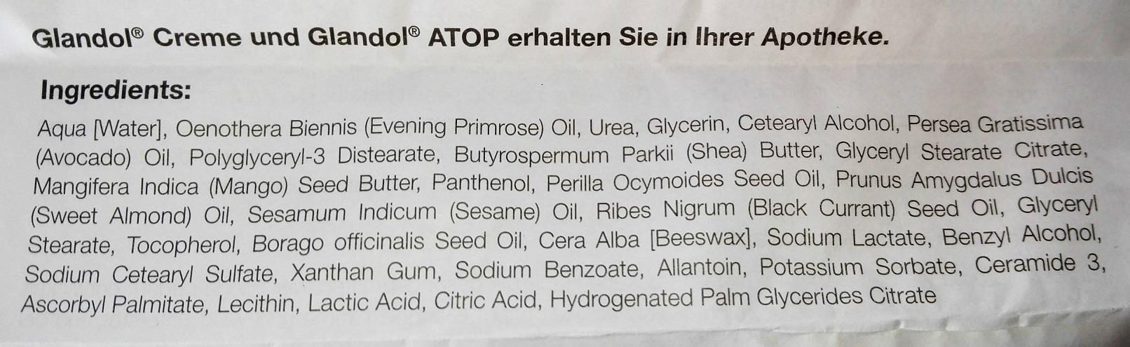 Erfahrung mit der Glandol Creme bei Neurodermitis