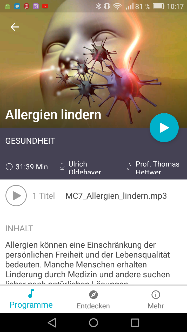 Mindvisory Allergien lindern App Erfahrung